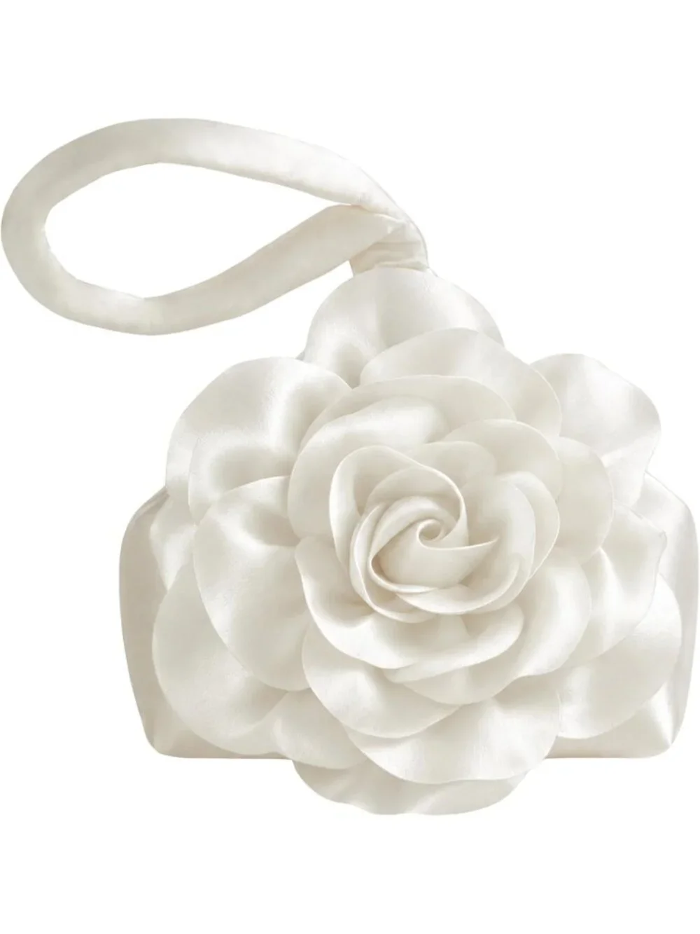 👜Women's White Flower Satin Triangle Evening Clutch Wristlet Purses Bag